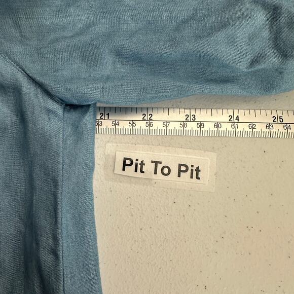 Ali Miles Womens Pullover Top Size M Blue Boho Peasant Southwestern Bell Sleeve - Picture 6 of 8